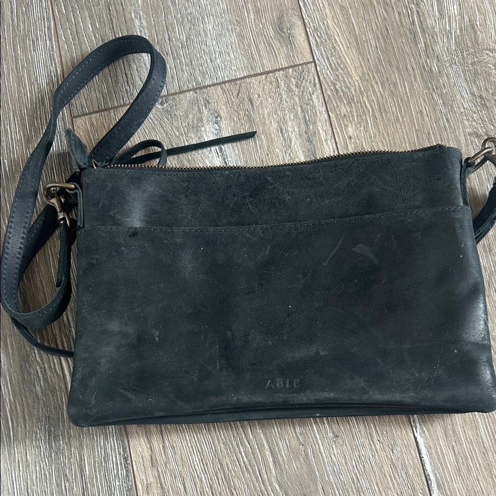 Able Dark Leather Crossbody Bag